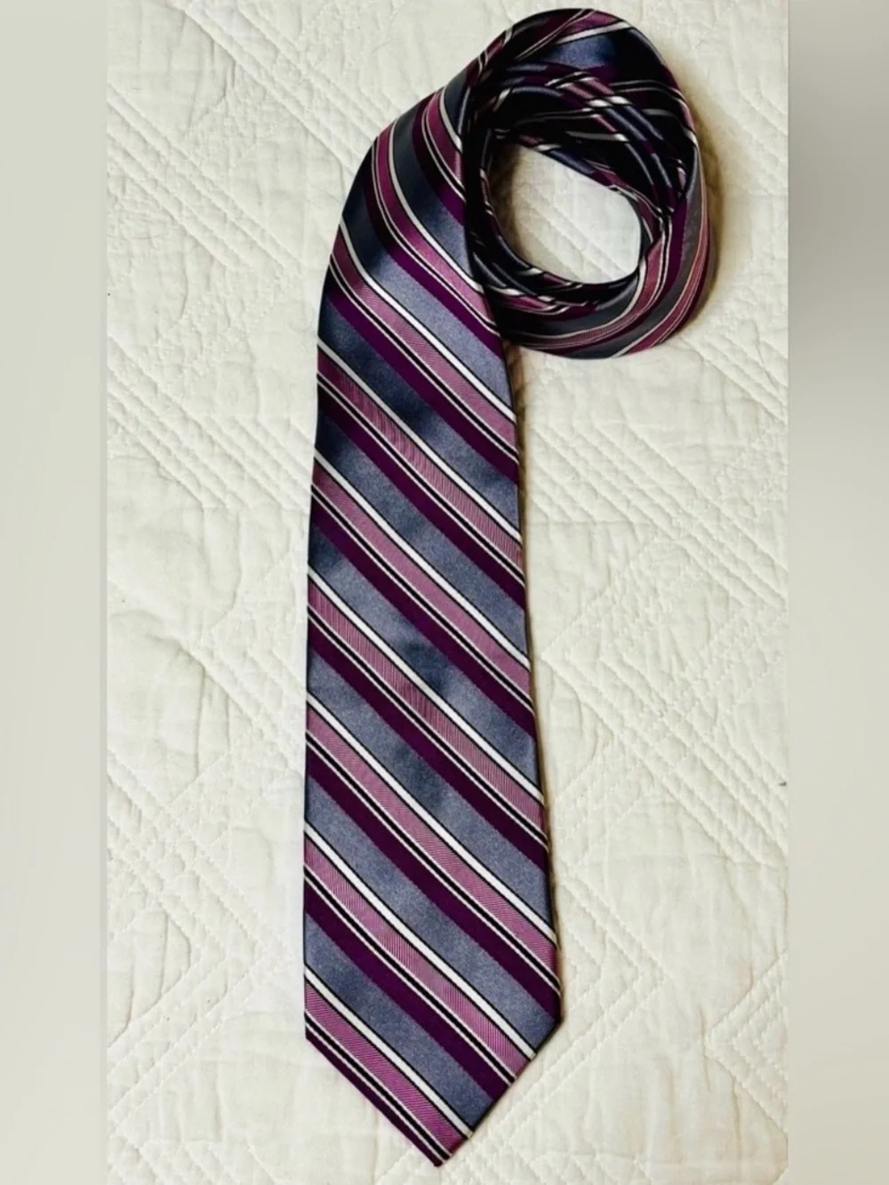 Pierre Cardin Y2K Silk Purple and Gray Necktie